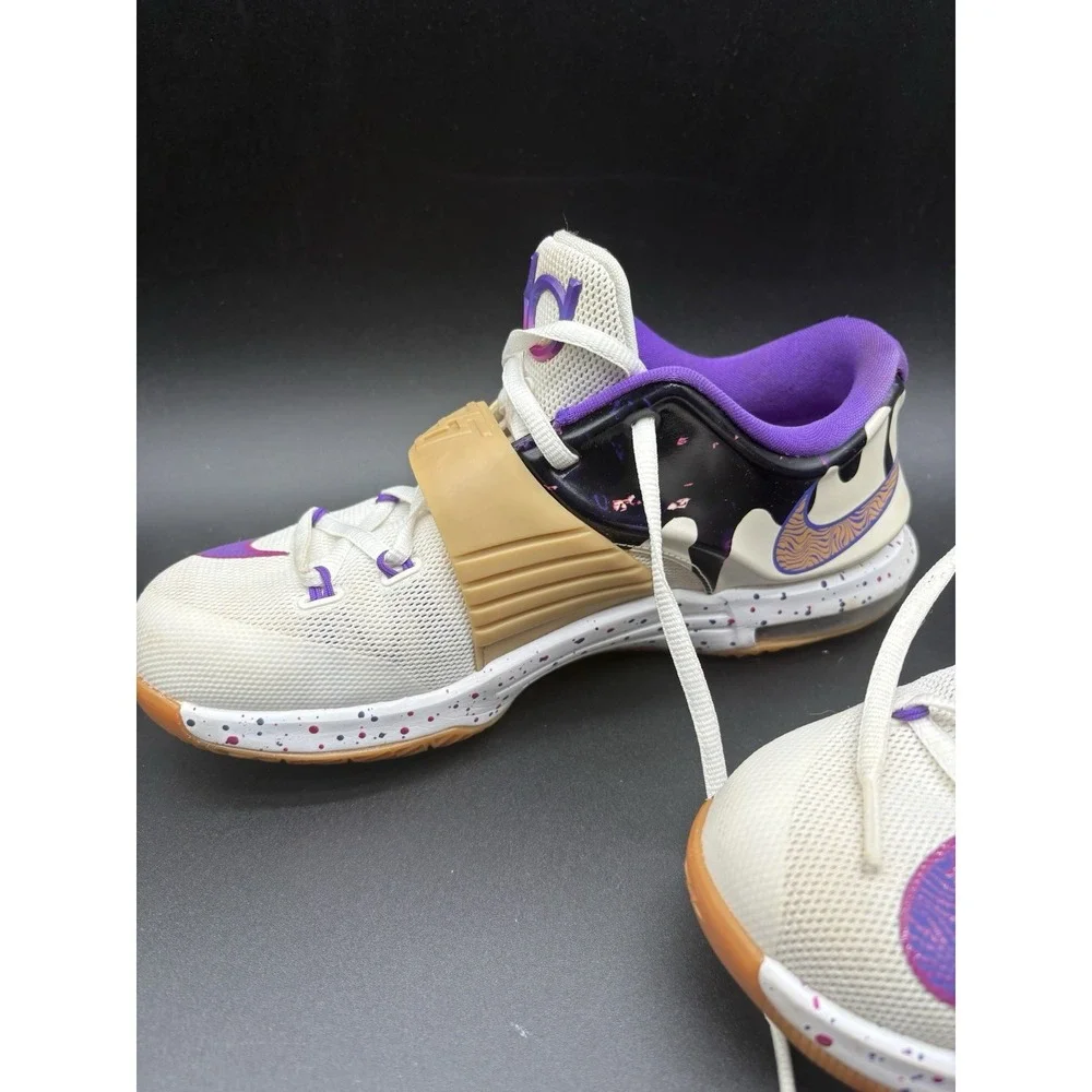 Nike KD 7 PB&J Basketball Shoes Youth 5Y White Purple Good Jelly Drip 669942-155